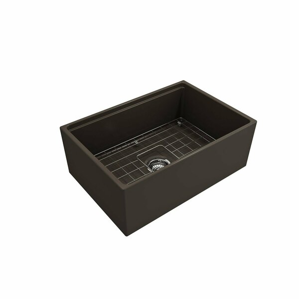 Bocchi Contempo Workstation Apron Front Fireclay 27 in. Single Bowl Kitchen Sink in Matte Brown 1628-025-0120